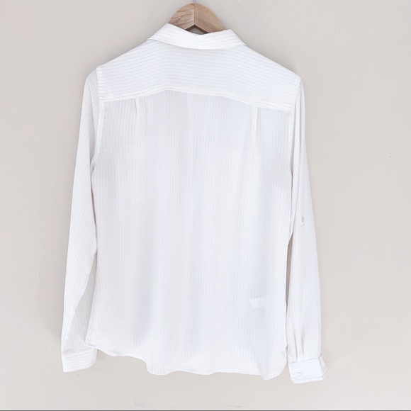 LOFT Button Down with silver shimmer stripes - Picture 6 of 6